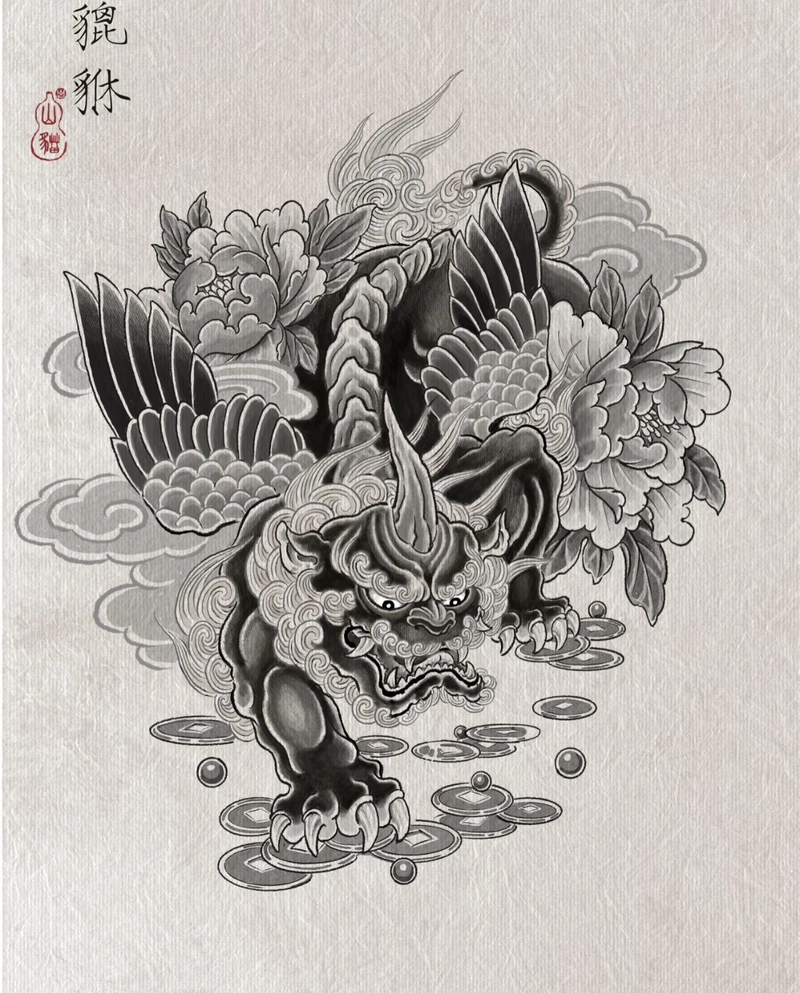 Hình xăm Tỳ Hưu đẹp