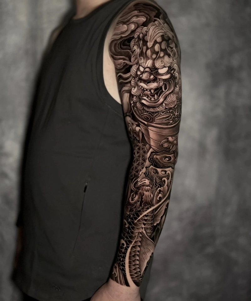 Hình xăm Tỳ Hưu mạnh mẽ