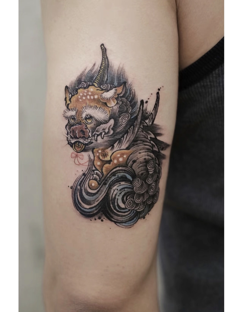 Hình xăm Tỳ Hưu may mắn