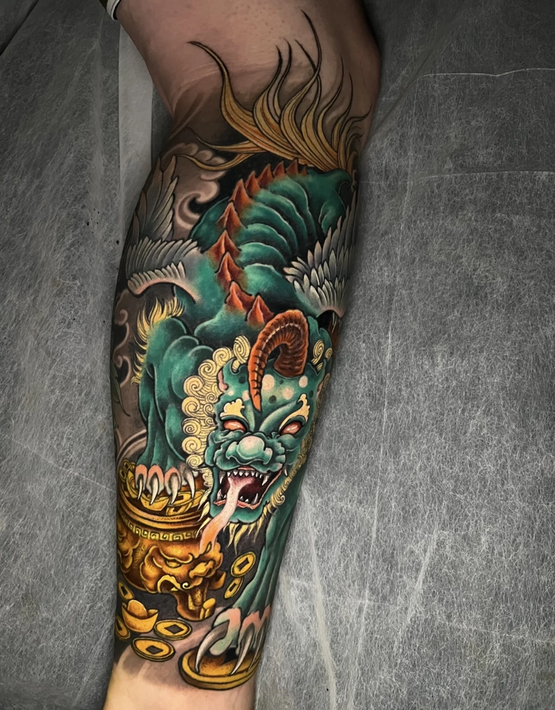 Hình xăm Tỳ Hưu ở cổ chân