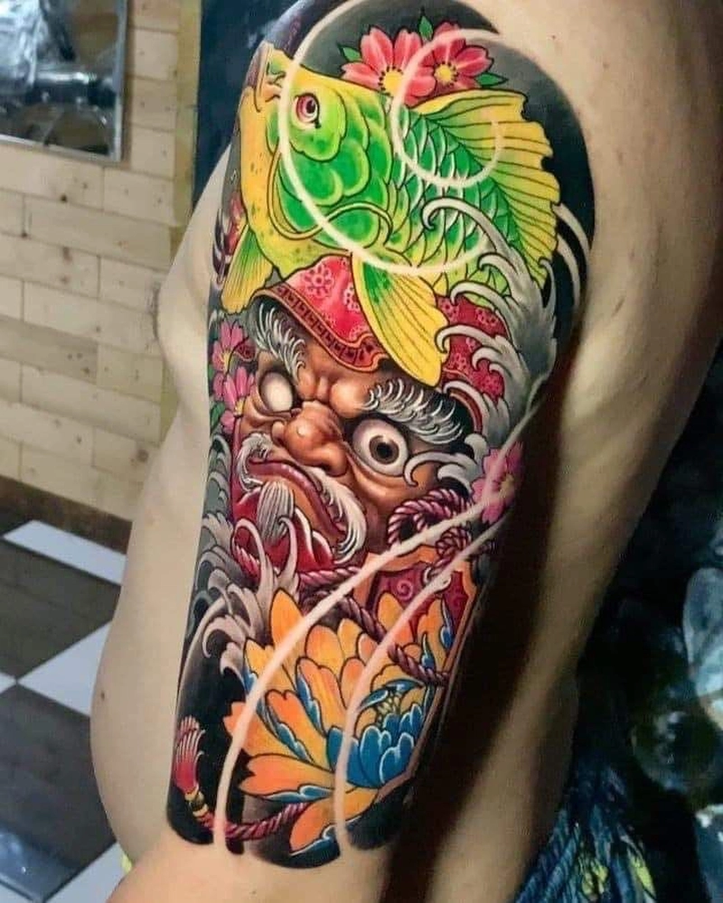 Hình xăm cá chép hóa rồng 3D