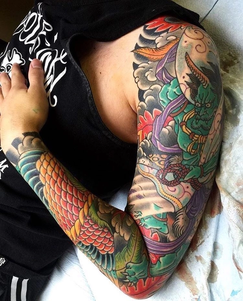 Hình xăm cá chép hóa rồng biểu tượng vượt khó