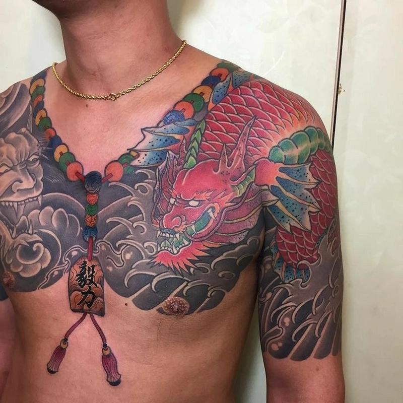 Hình xăm cá chép hóa rồng full tay