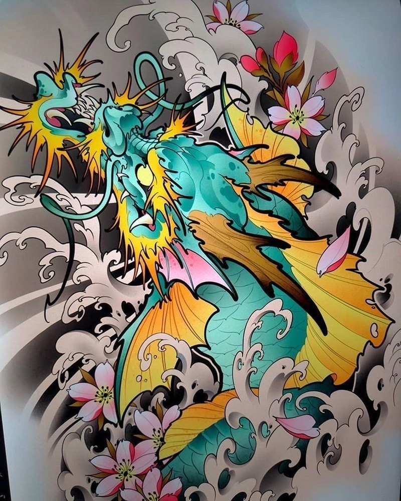 Hình xăm cá chép hóa rồng mang tài lộc