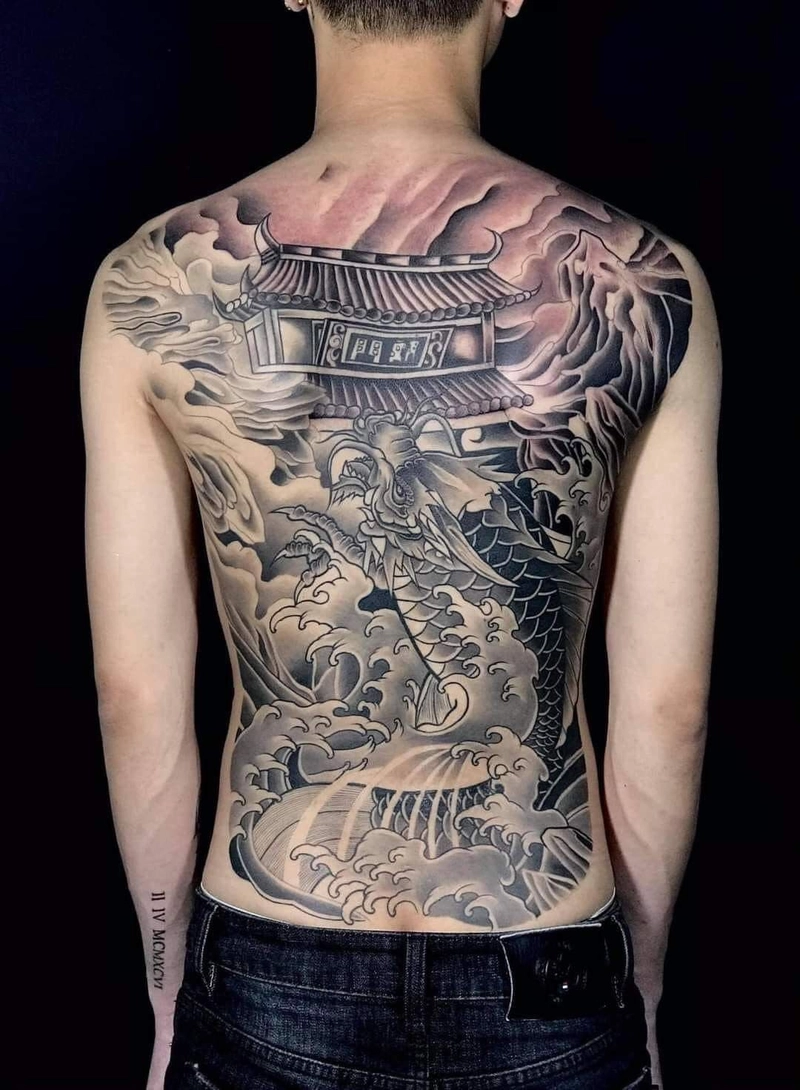 Hình xăm cá chép hóa rồng phong thủy