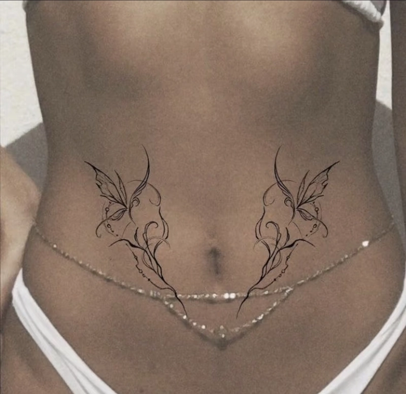 Hình xăm cá tính ở eo nữ