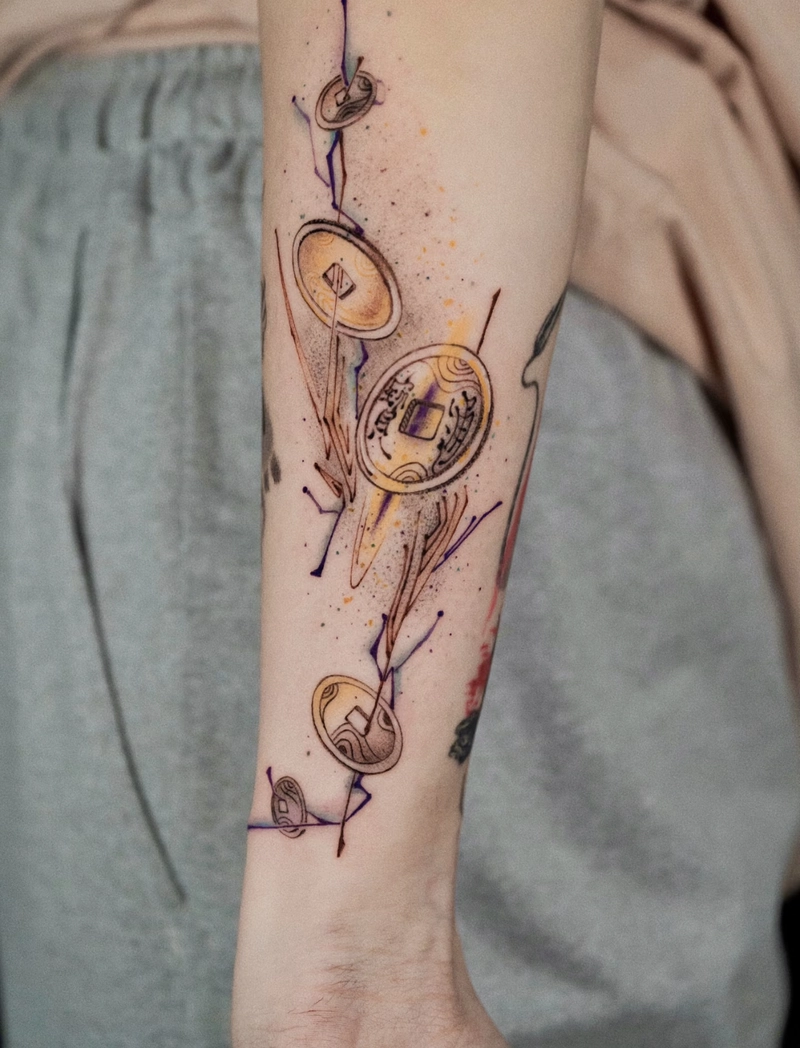 Hình xăm đồng tiền cổ đẹp