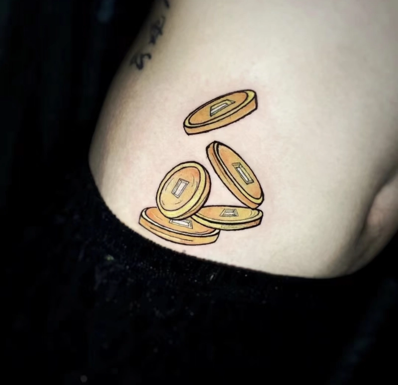 Hình xăm đồng tiền cổ may mắn