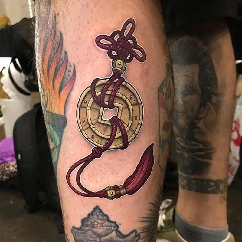 Hình xăm đồng tiền cổ ngũ phúc