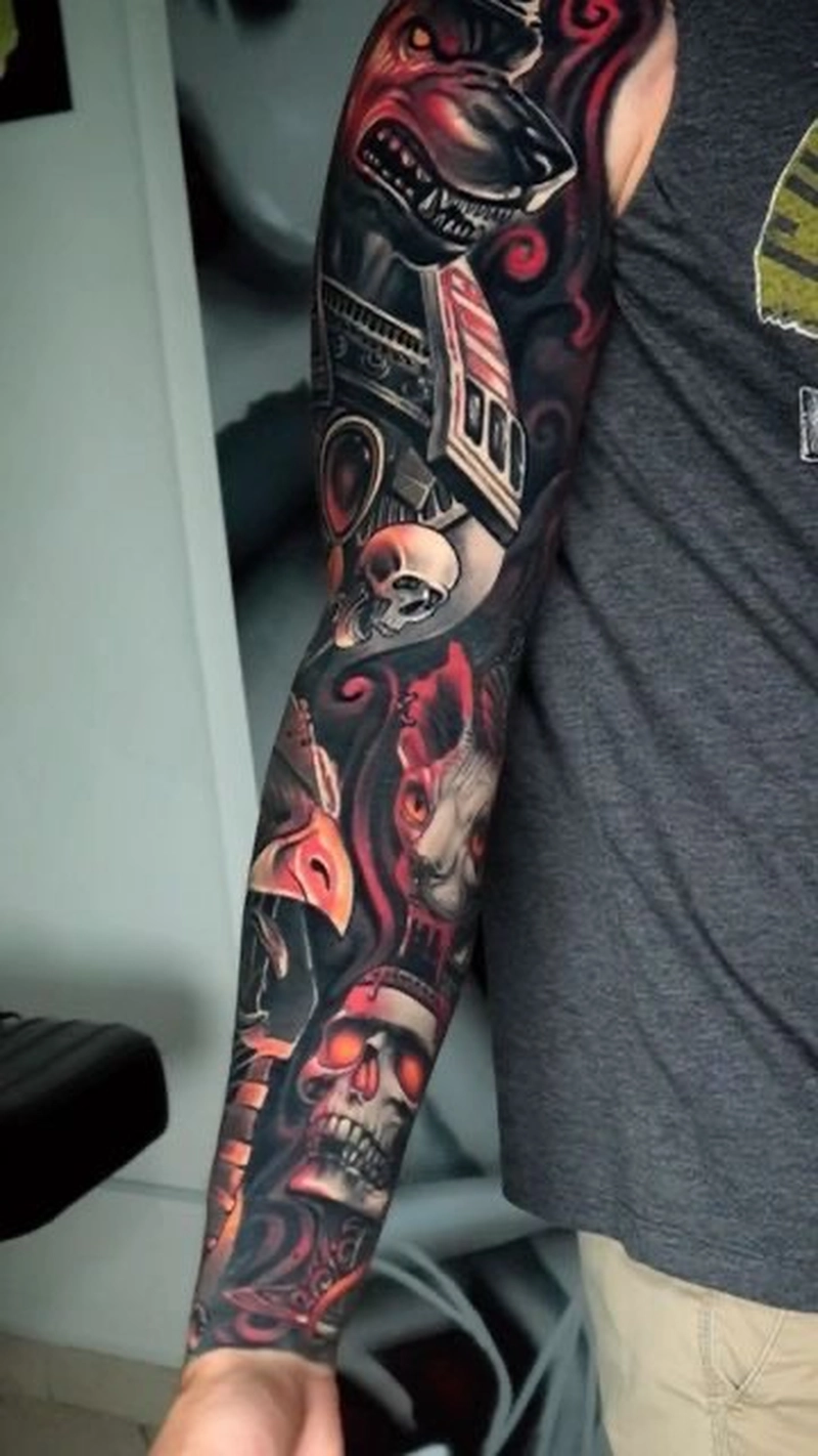 Hình xăm full tay màu cho nam cực đẹp Hình xăm full tay màu cho nam cực đẹp