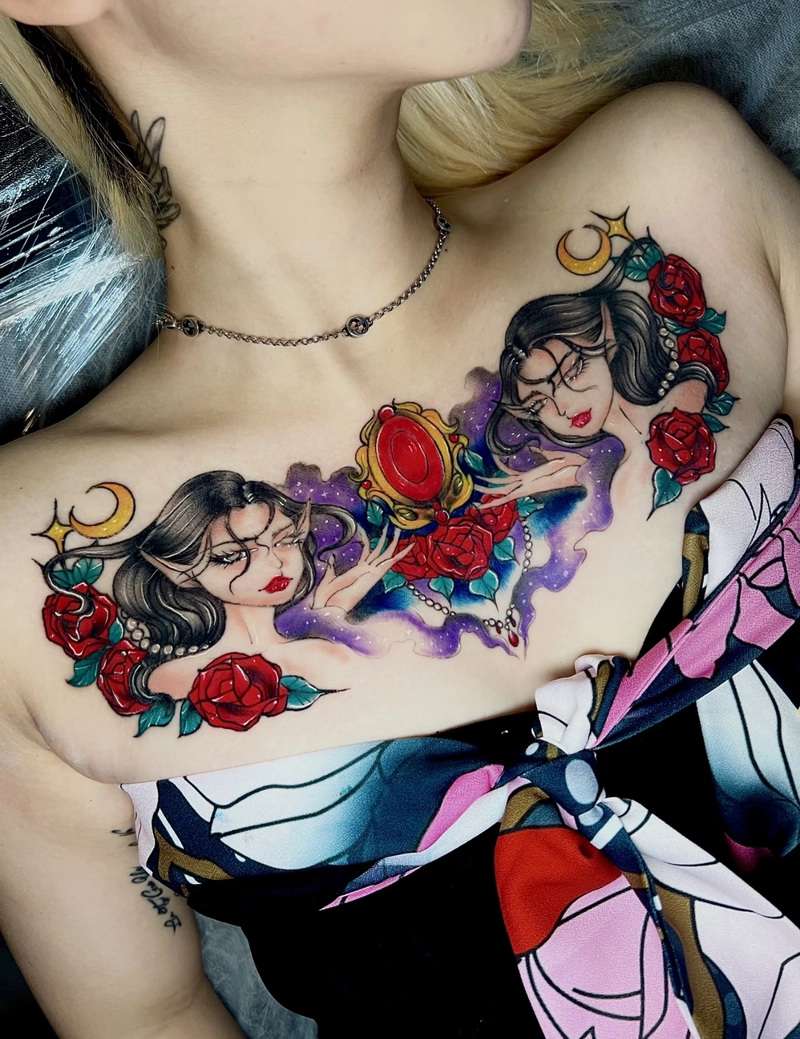 _Hình xăm gợi cảm ở ngực nữ đẹp