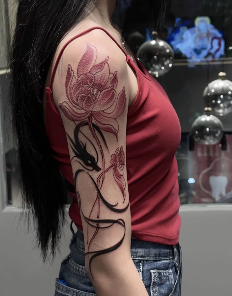 Hình xăm hoa sen rồng ý nghĩa