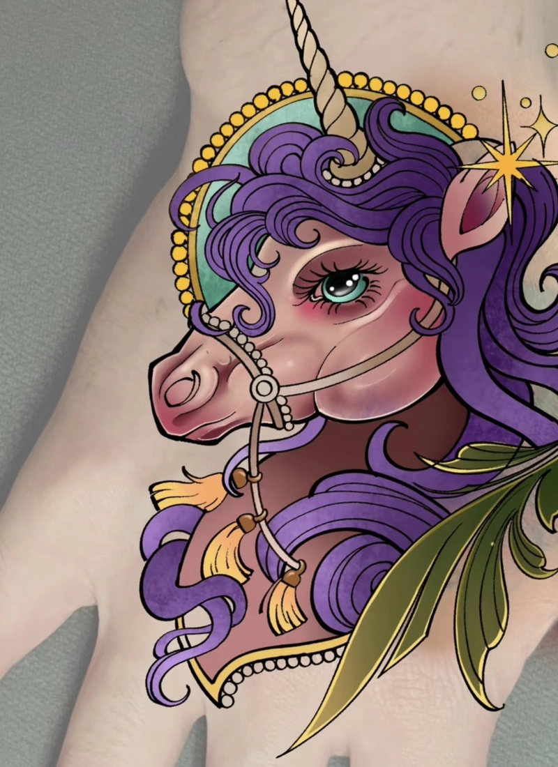 Hình xăm kỳ lân kết hợp Tỳ Hưu đẹp