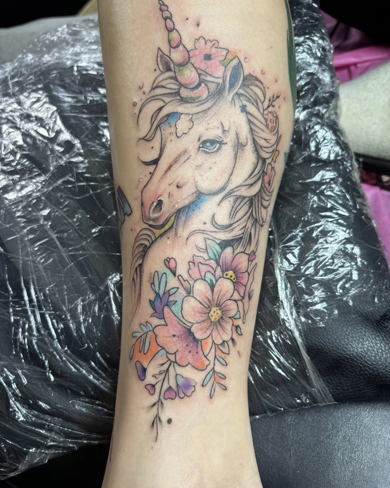 Hình xăm kỳ lân kết hợp Tỳ Hưu tuyệt đẹp