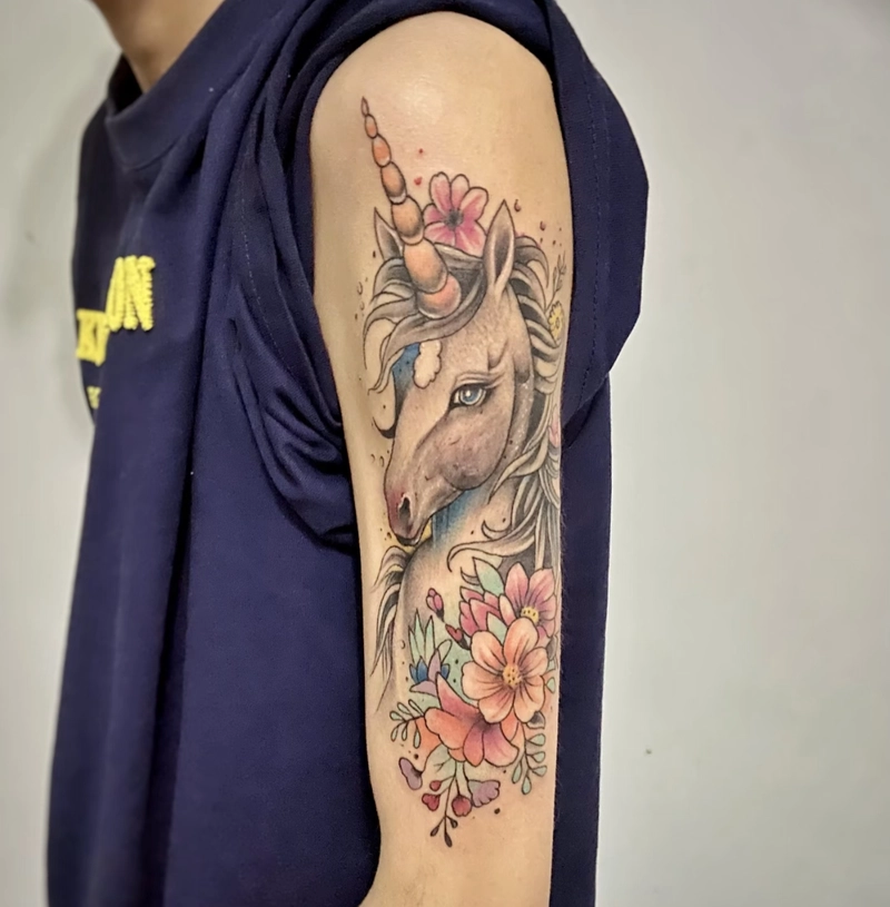 Hình xăm kỳ lân mini phong thủy