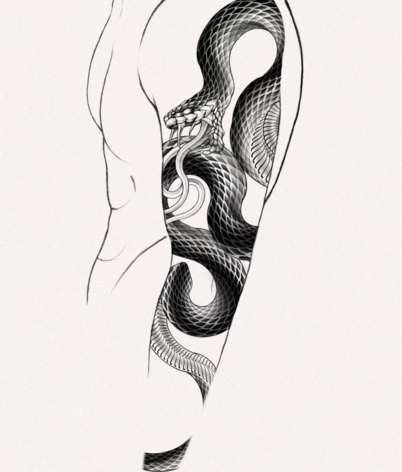 Hình xăm mang con rắn trên tay cho nam
