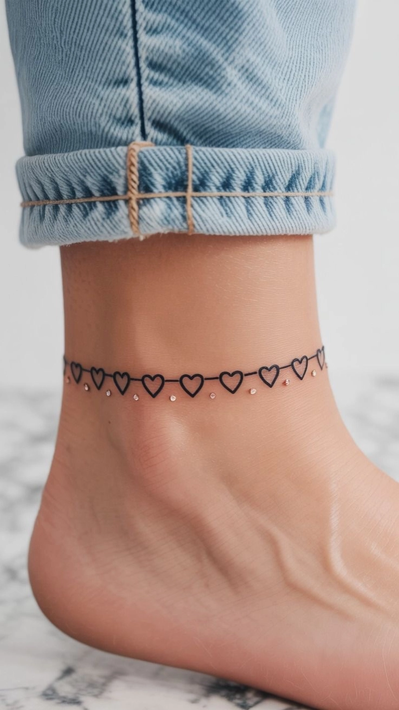 Hình xăm mini ở cổ chân nữ Hình xăm mini ở cổ chân nữ