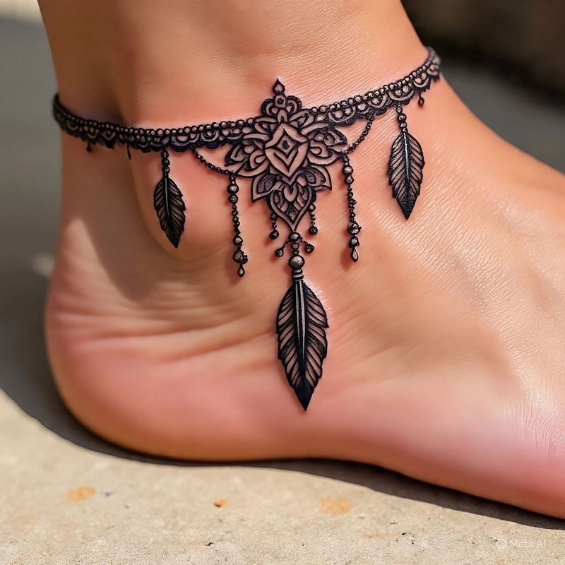 Hình xăm nghệ thuật ở cổ chân nữ đẹp Hình xăm nghệ thuật ở cổ chân nữ đẹp