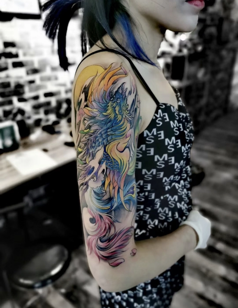 Hình xăm phượng hoàng 3D phong thủy