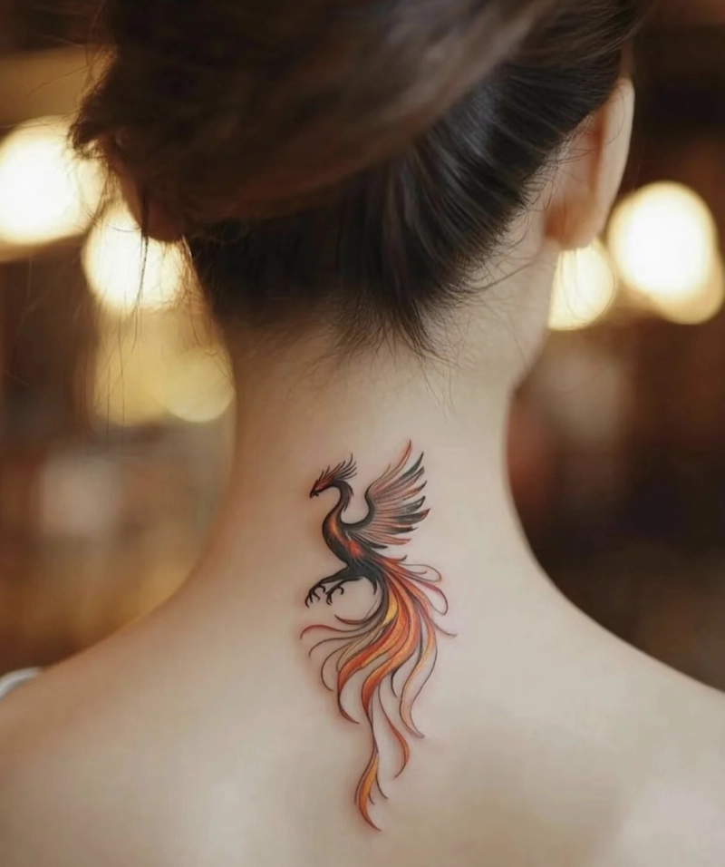 Hình xăm phượng hoàng phong thủy giúp thăng tiến