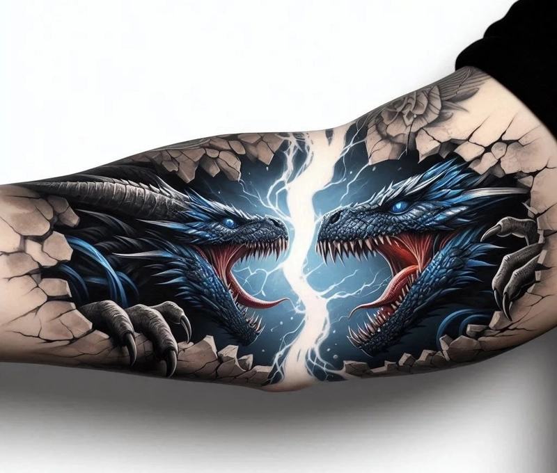 Hình xăm rồng hổ tương tranh