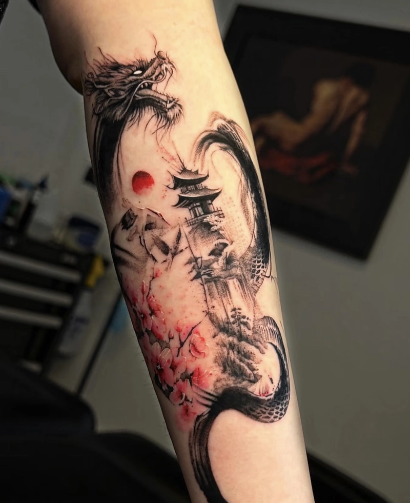 Hình xăm rồng mini tinh tế