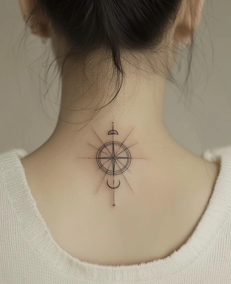 Hình xăm sau gáy nữ biểu tượng cung hoàng đạo