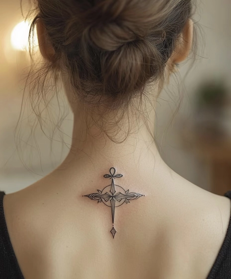 Hình xăm sau gáy nữ chữ Latin