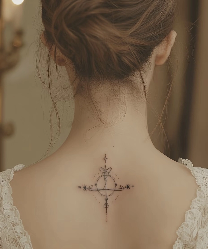 Hình xăm sau gáy nữ hình ánh trăng