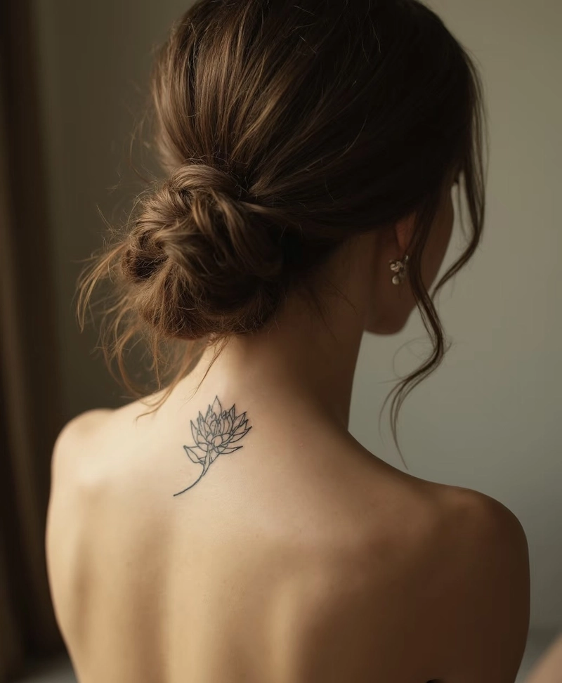 Hình xăm sau gáy nữ hoa hồng