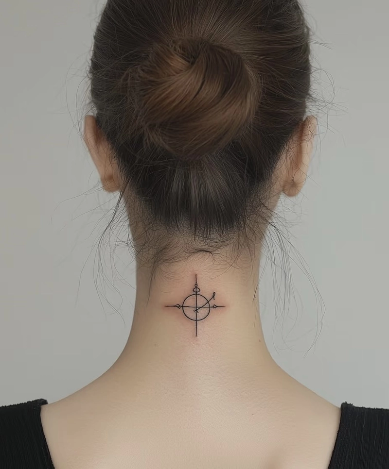 Hình xăm sau gáy nữ nhẹ nhàng mà sang trọng