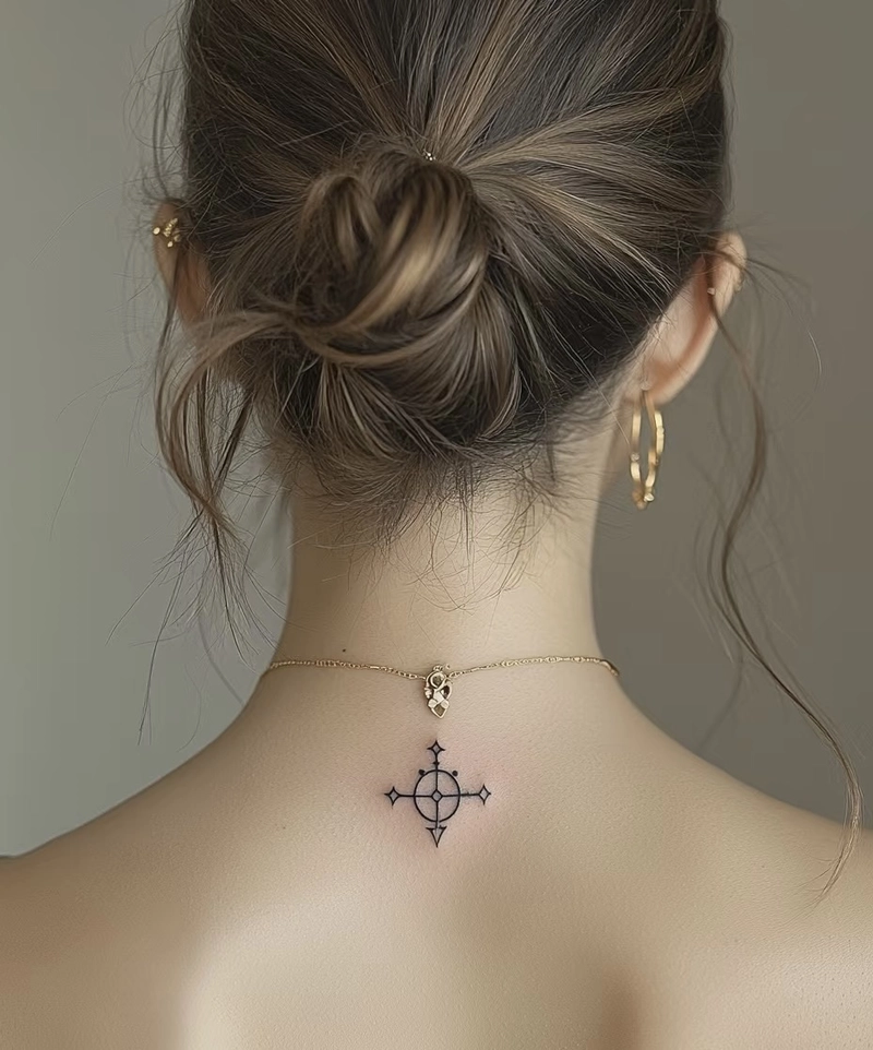 Hình xăm sau gáy nữ nhỏ dễ giấu