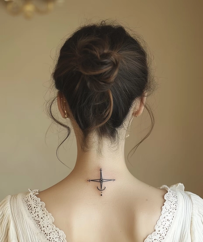 Hình xăm sau gáy nữ phong cách châu Âu