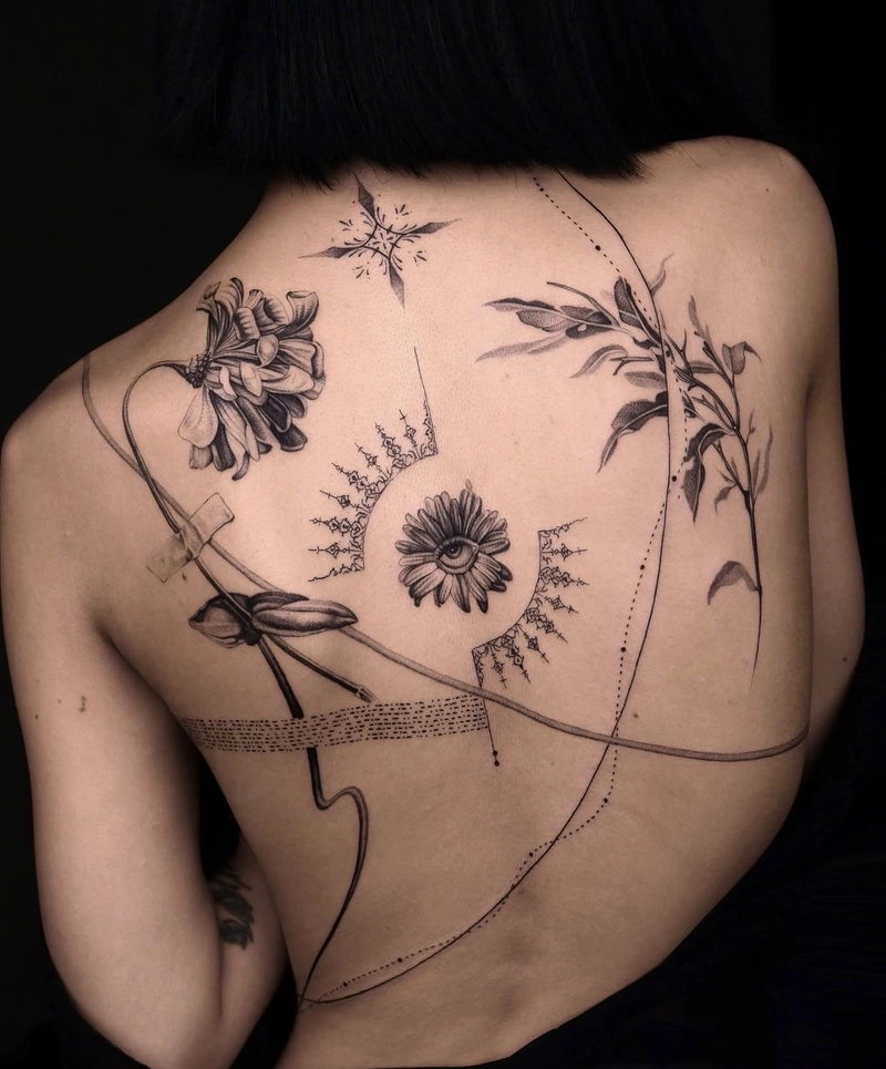 Hình xăm sau lưng nữ phong thủy