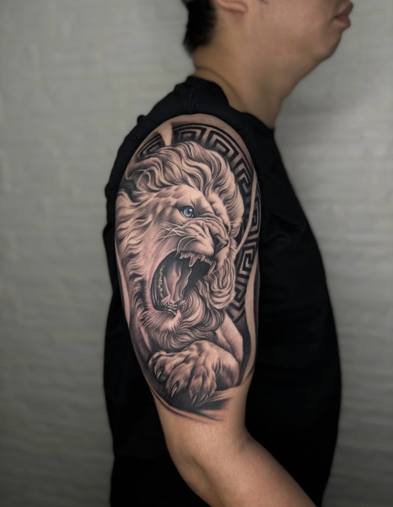 Hình xăm sư tử trên tay cho nam