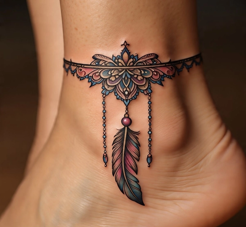 Hình xăm vòng cổ chân nữ Hình xăm vòng cổ chân nữ