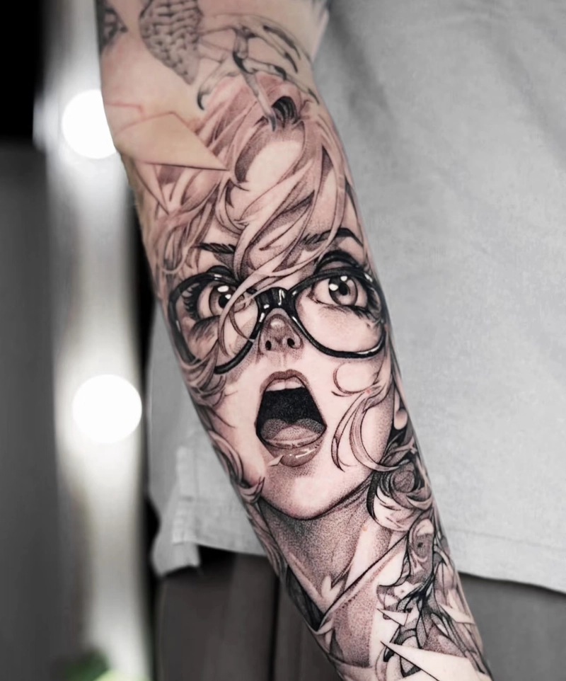 hình xăm anime ở cánh tay