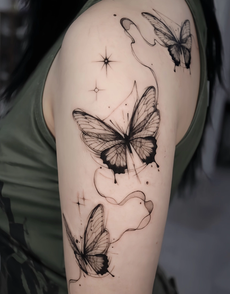 hình xăm bướm thanh thoát