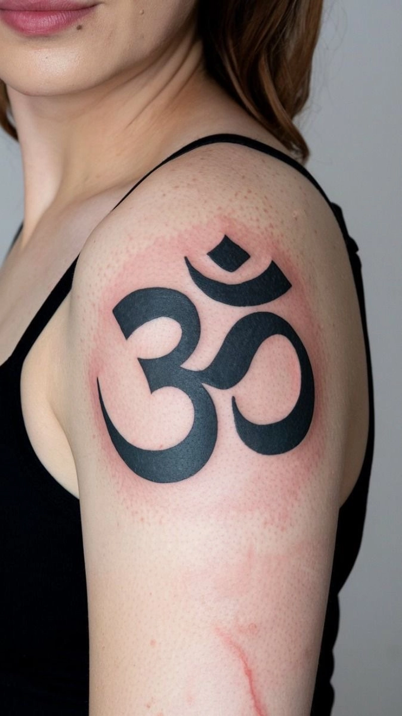 hình xăm chữ Om biểu tượng cho trí tuệ và đạo đức