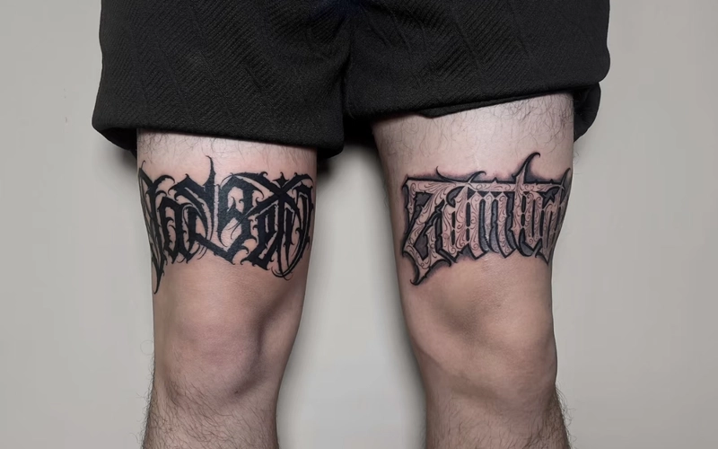 hình xăm chữ ở chân