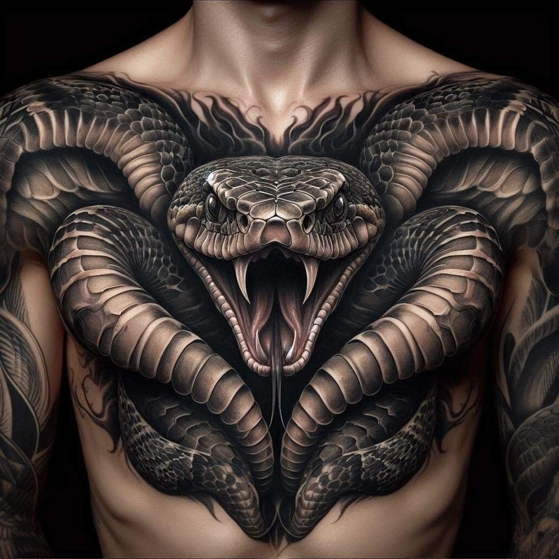 hình xăm con rắn ở ngực