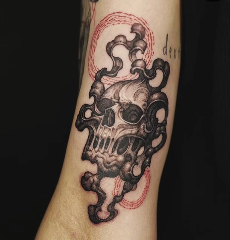 hình xăm đầu lâu biểu tượng sức mạnh