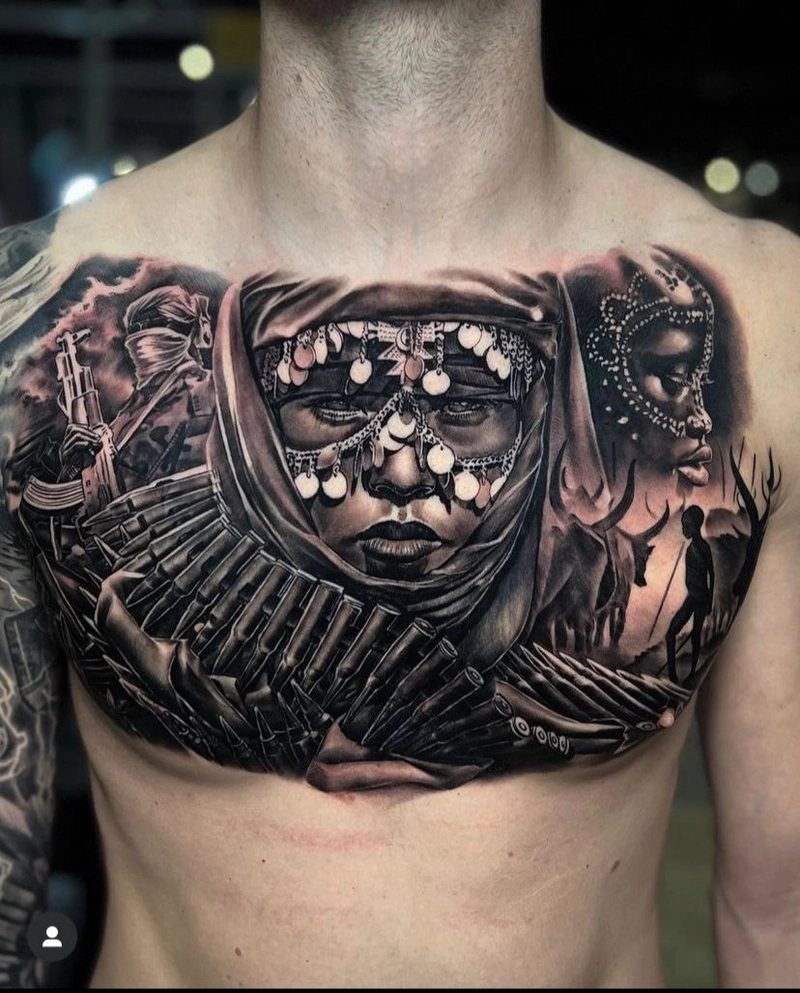 hình xăm đẹp ở nửa ngực