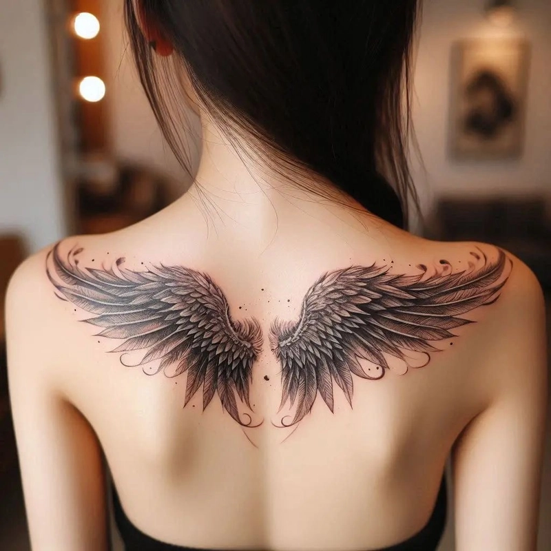 hình xăm đôi cánh ở vai