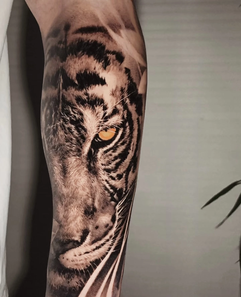 hình xăm hổ full tay