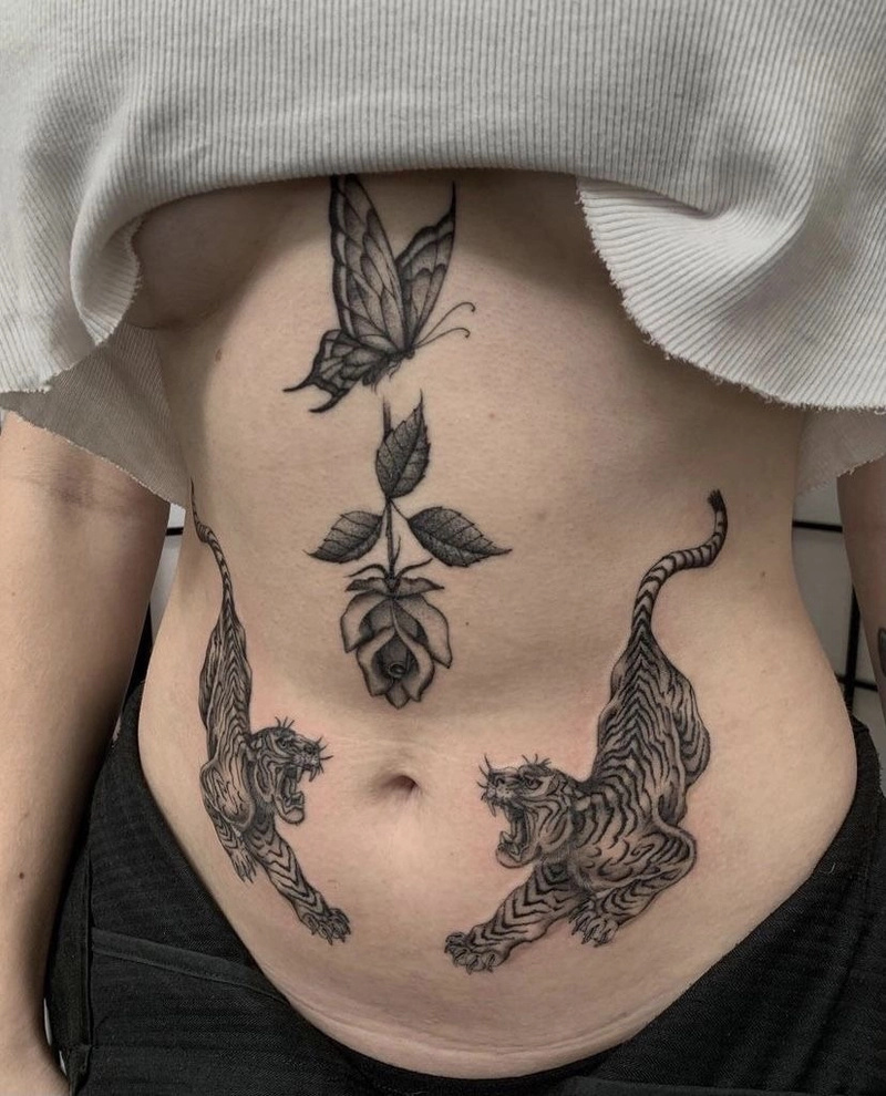 hình xăm hổ ở bụng