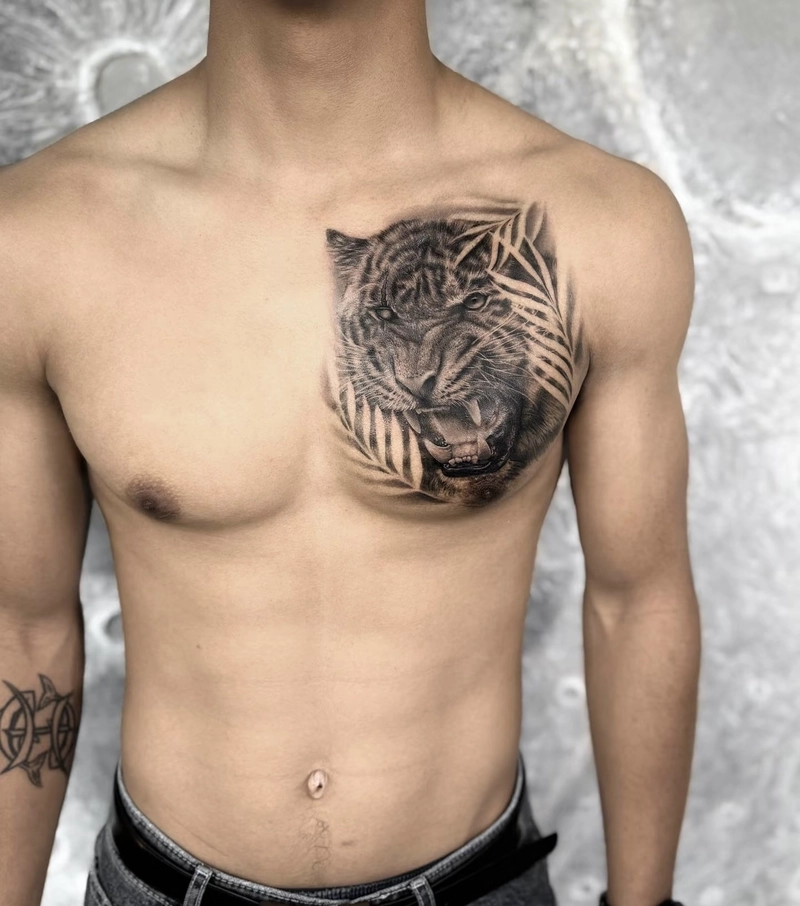 hình xăm hổ ở ngực hình xăm hổ ở ngực