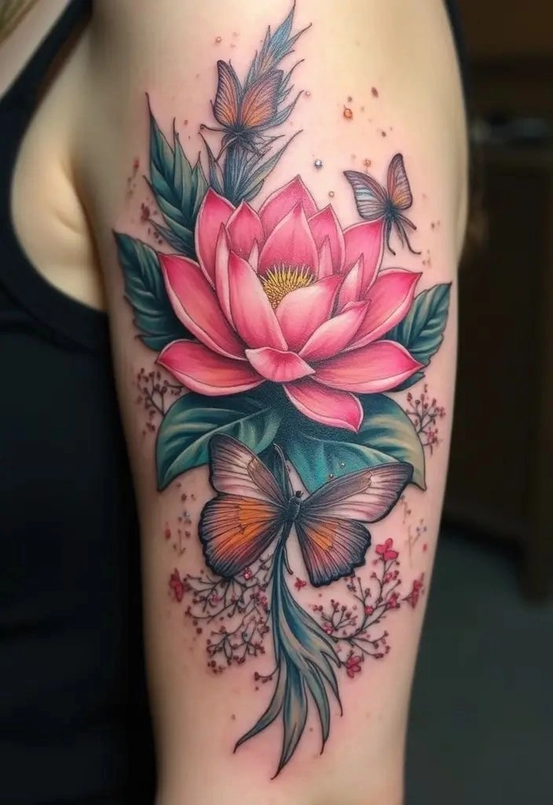 hình xăm hoa ở bắp tay