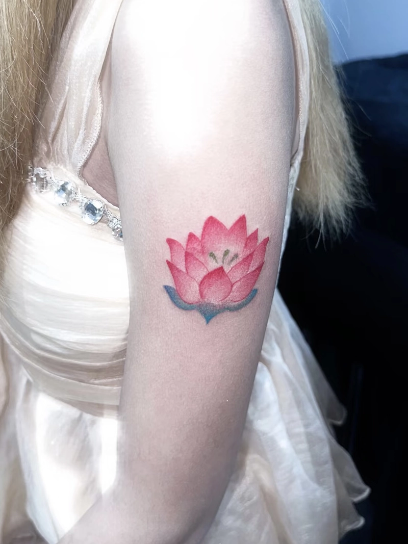 hình xăm hoa sen mềm mại tinh tế