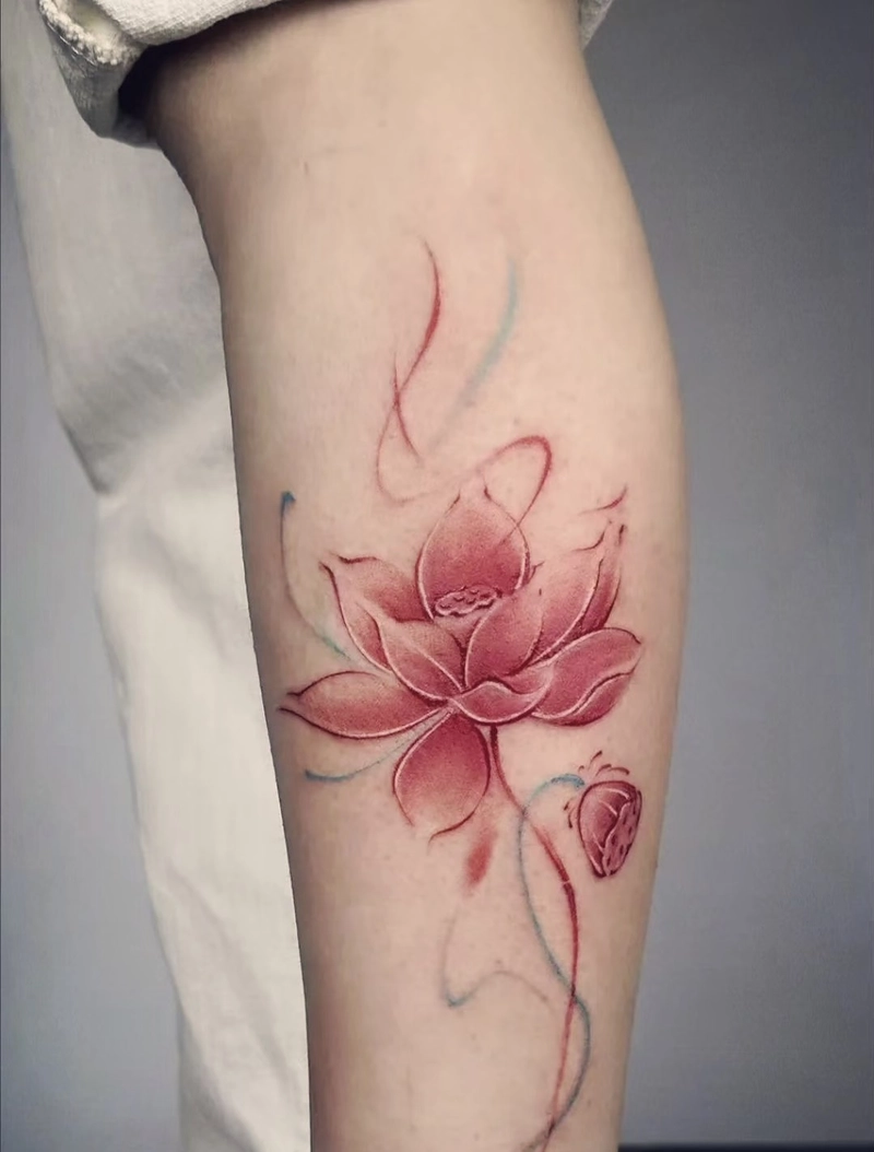 hình xăm hoa sen nhẹ nhàng thanh thoát